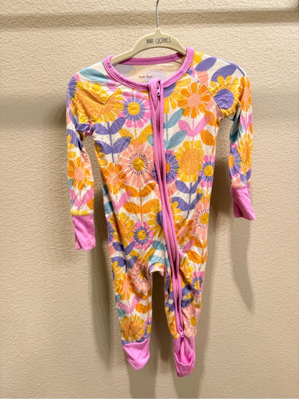 Little Sleepies Pink, Purple & Yellow Floral Zip Footed One-Piece